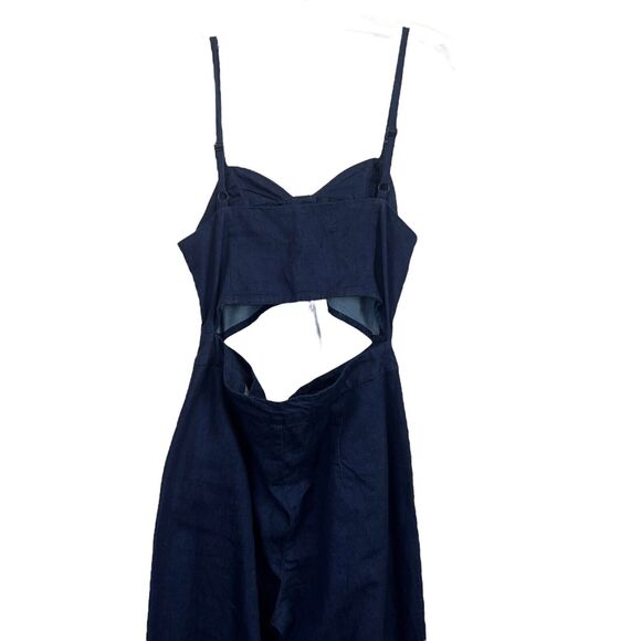 3X1 Peek-a-Boo Cutout-Waist Flared Crop Denim Jumpsuit In Colette Size M - Picture 11 of 11